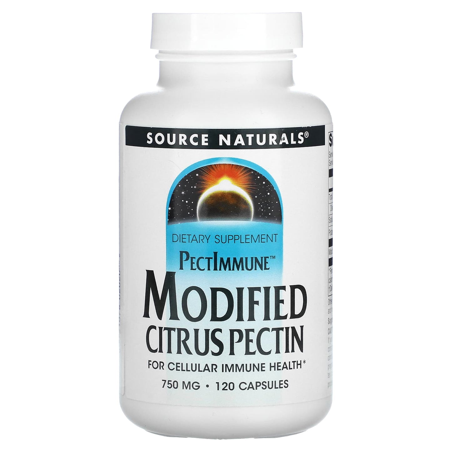 Source Naturals, Modified Citrus Pectin, PectImmune™ 750 mg, 120 Capsules UPC 021078020202 | HiLife Vitamins