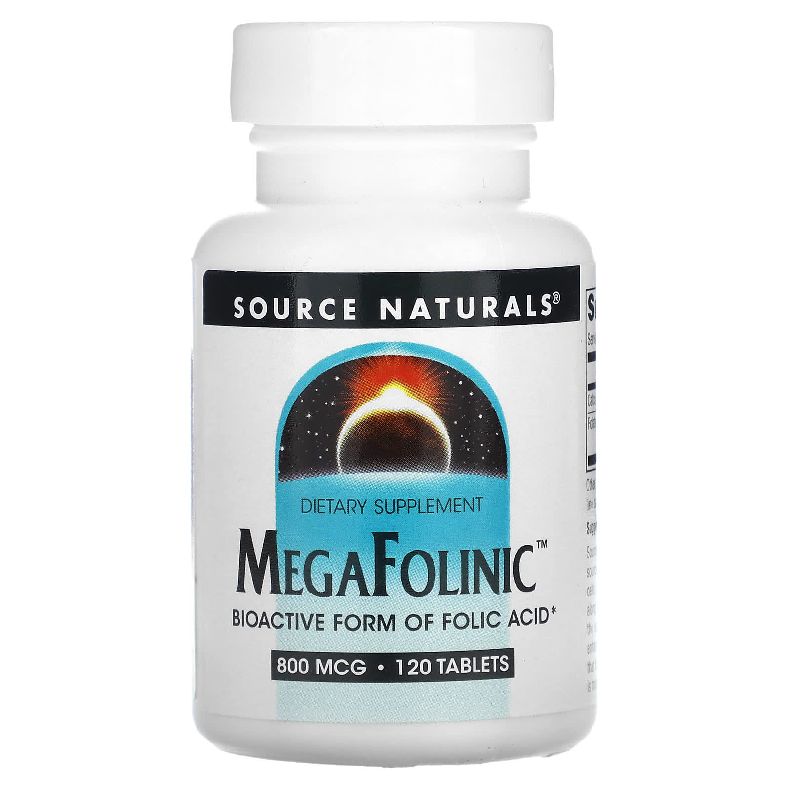 Source Naturals, MegaFolinic™ 800 mcg, 120 Tablets UPC 021078020288 | Hilife Vitamins