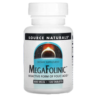 Source Naturals, MegaFolinic™ 800 mcg, 120 Tablets UPC 021078020288 | Hilife Vitamins