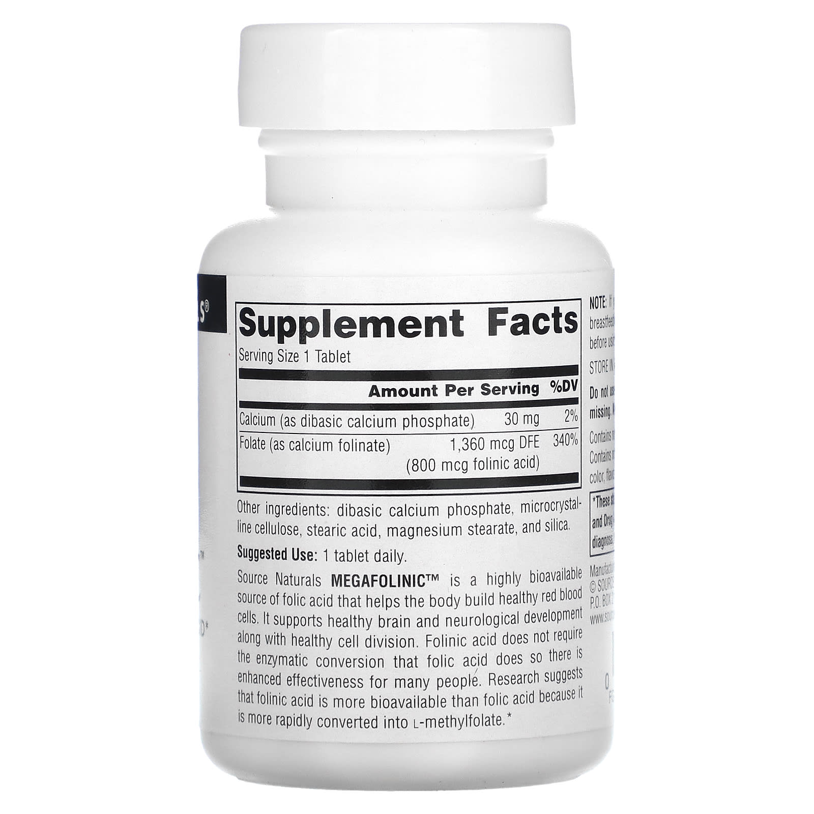 Source Naturals, MegaFolinic™ 800 mcg, 120 Tablets UPC 021078020288 | Hilife Vitamins