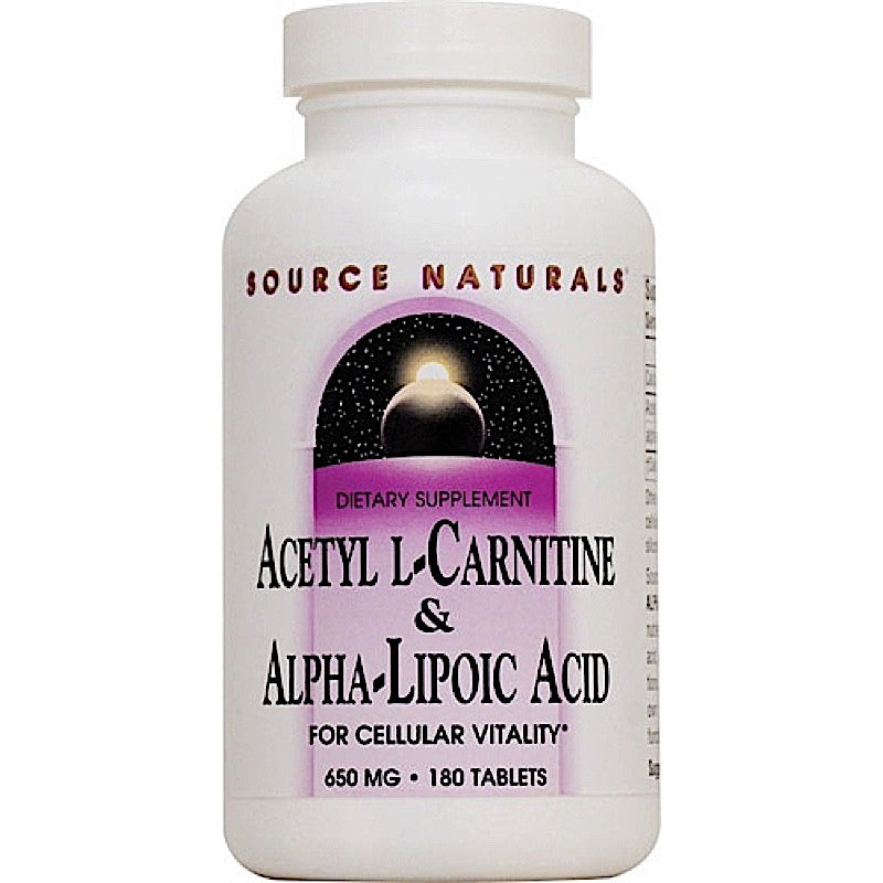 Source Naturals, Acetyl L-Carnitine & Alpha-Lipoic Acid 650 mg, 180 Tablets UPC 021078020394 | Hilife Vitamins