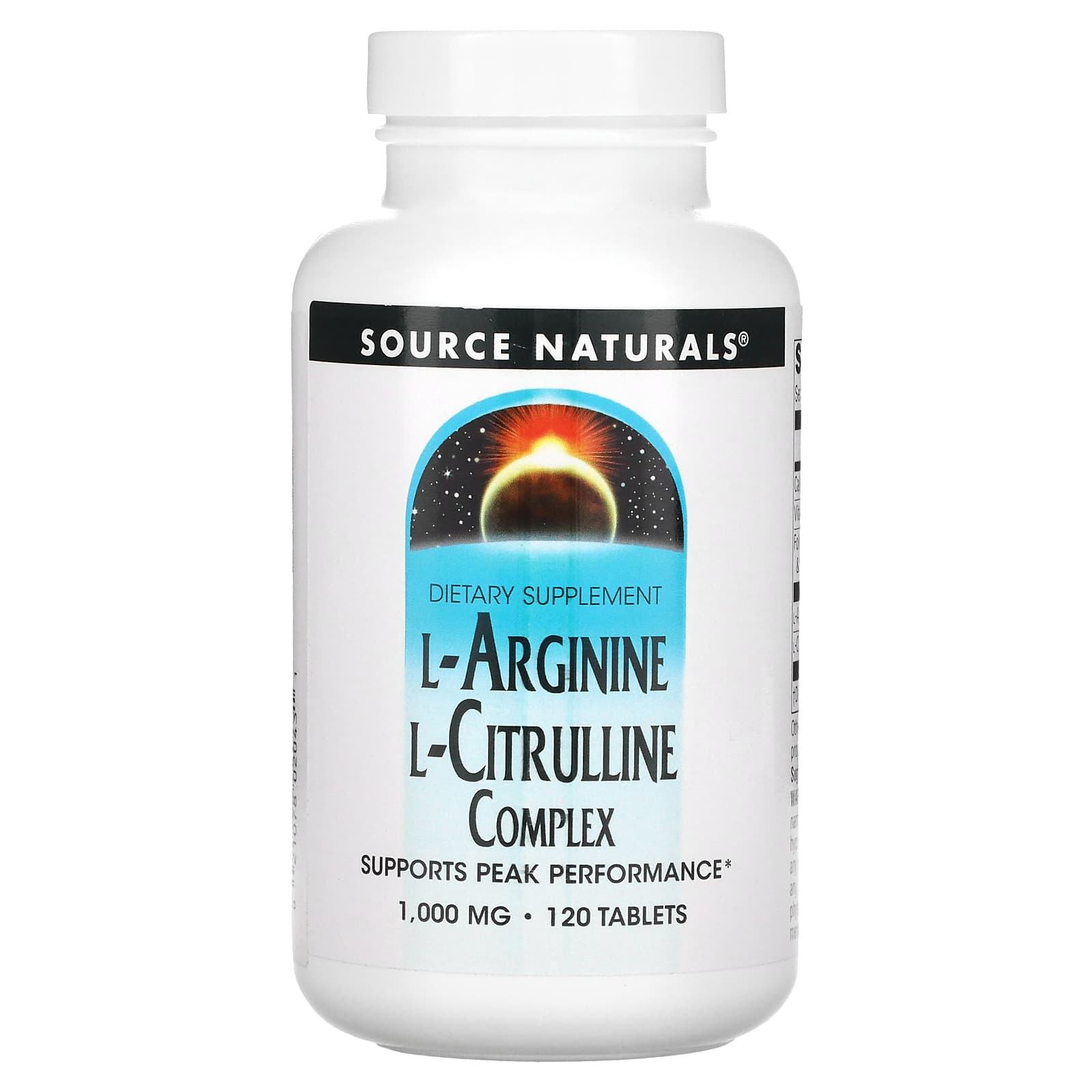 Source Naturals, L-Arginine L-Citrulline Complex 1000 mg, 120 Tablets UPC 021078020431 | Hilife Vitamins