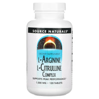 Source Naturals, L-Arginine L-Citrulline Complex 1000 mg, 120 Tablets UPC 021078020431 | Hilife Vitamins