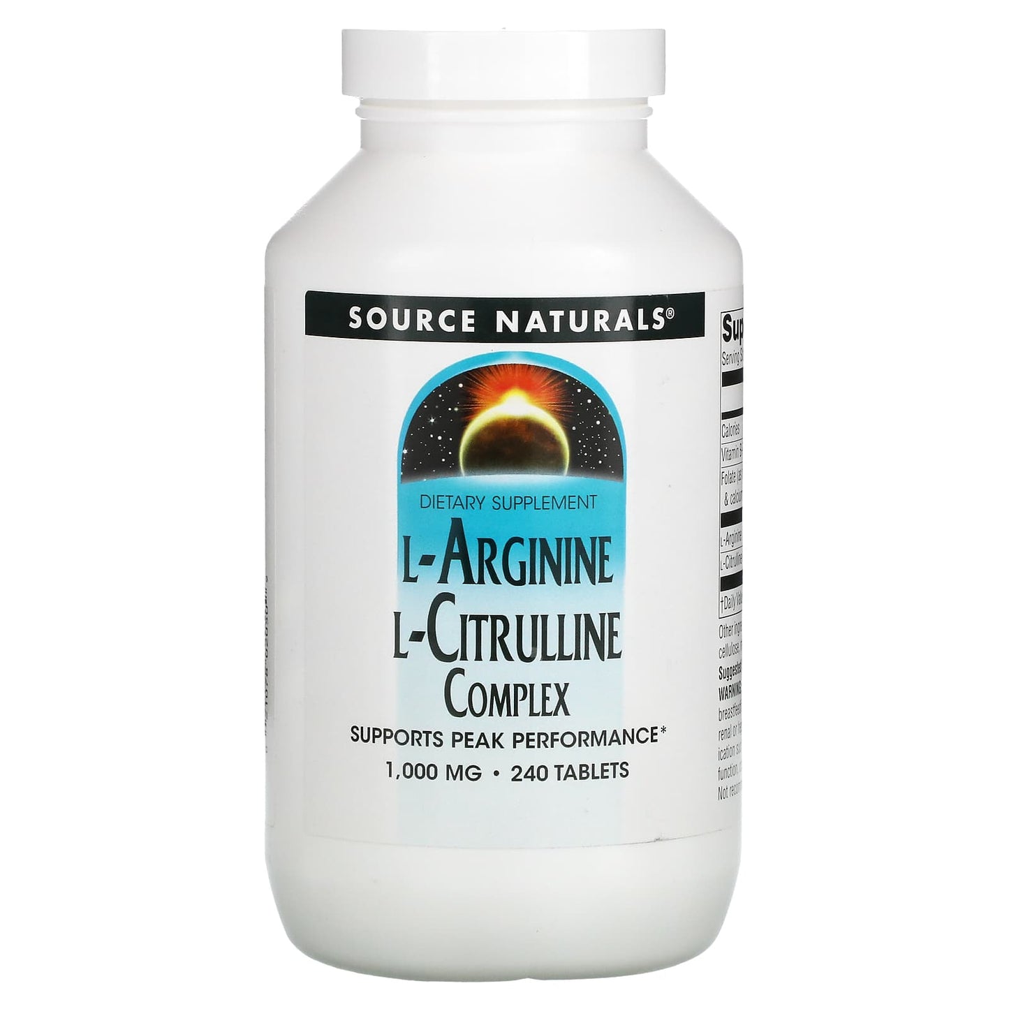 Source Naturals, L-Arginine L-Citrulline Complex 1000 mg, 240 Tablets UPC 021078020509 | Hilife Vitamins