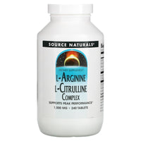 Source Naturals, L-Arginine L-Citrulline Complex 1000 mg, 240 Tablets UPC 021078020509 | Hilife Vitamins