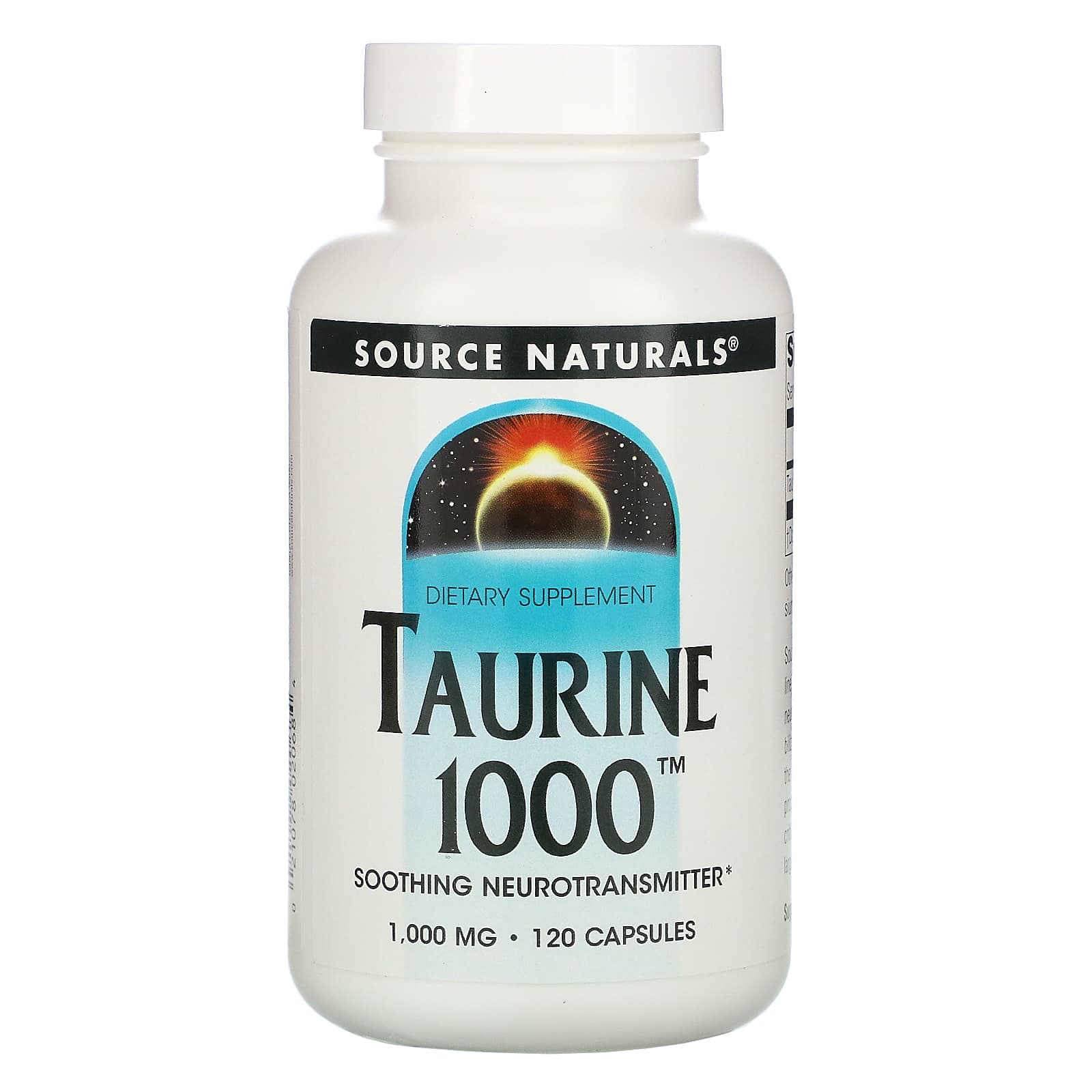 Source Naturals, TAURINE 1000 CAP 1000MG 120C, 120 Capsules UPC 021078020684 | Hilife Vitamins