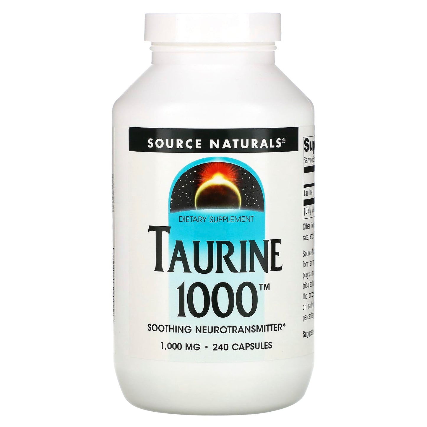 Source Naturals, TAURINE 1000, 240 Capsules UPC 021078020691 | Hilife Vitamins