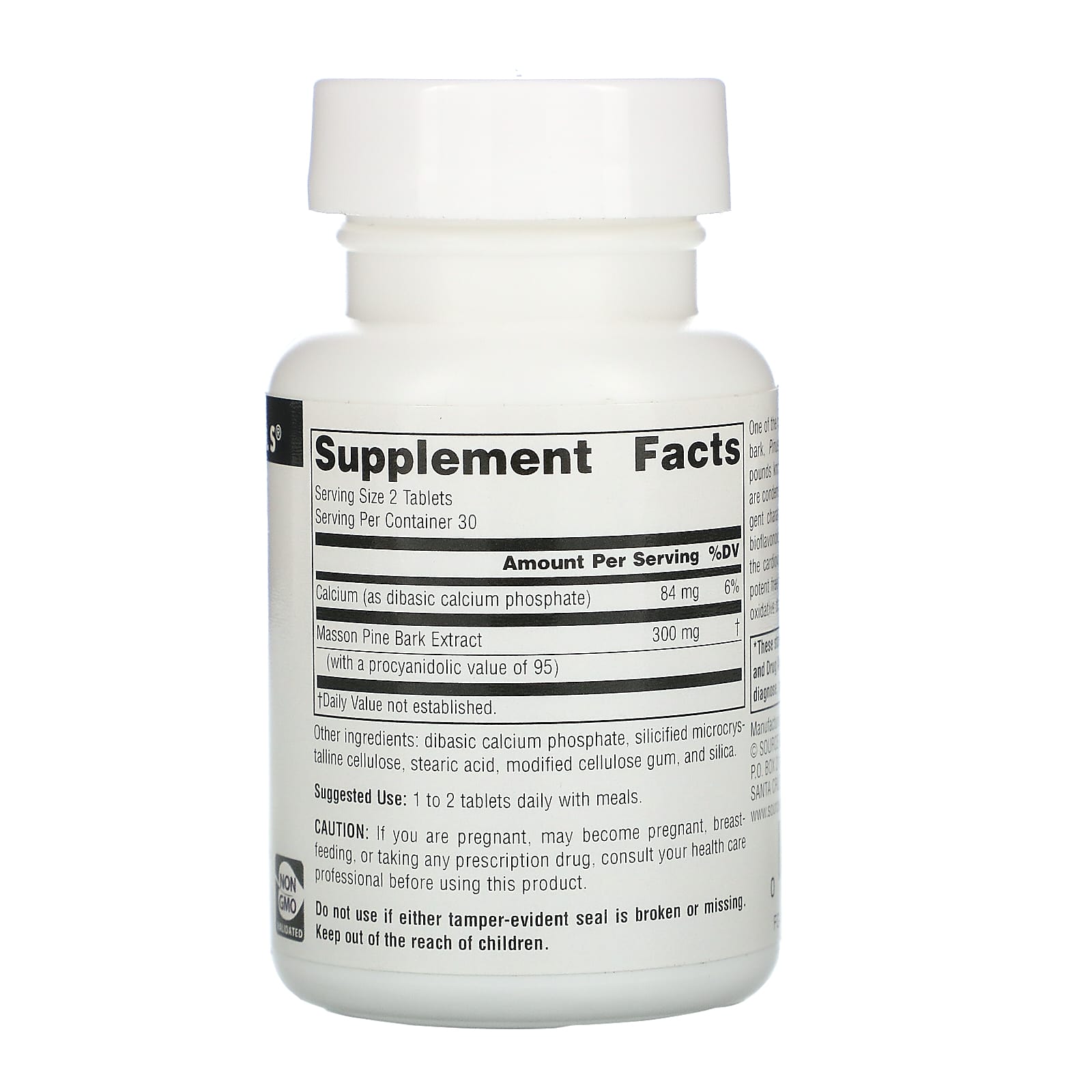 Source Naturals, Pine Bark Extract 150 mg, 60 Tablets UPC 021078020837 | Hilife Vitamins