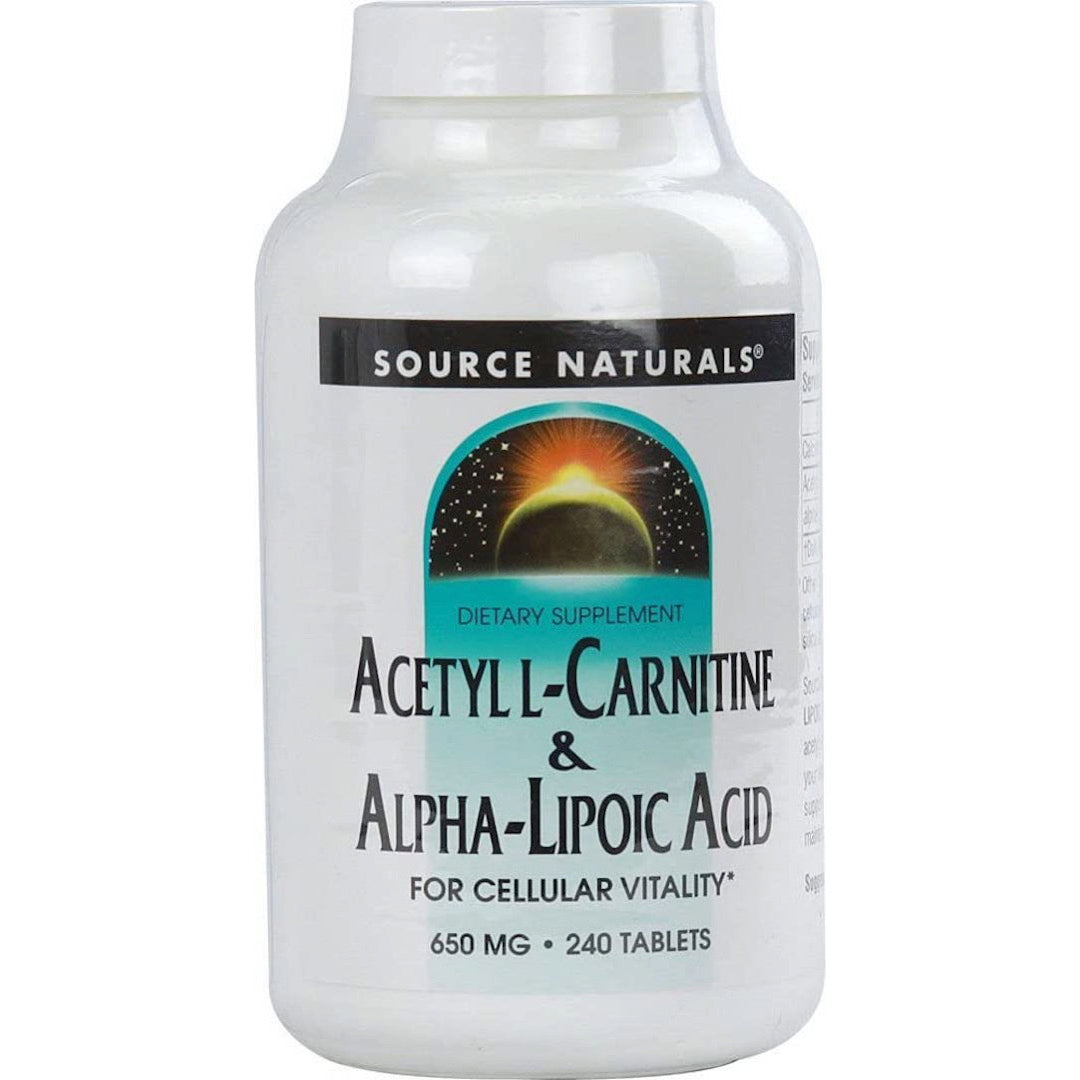 Source Naturals, Acetyl L-Carnitine & Alpha-Lipoic Acid, 650 mg, 240 Tablets - 021078020844 | Hilife Vitamins