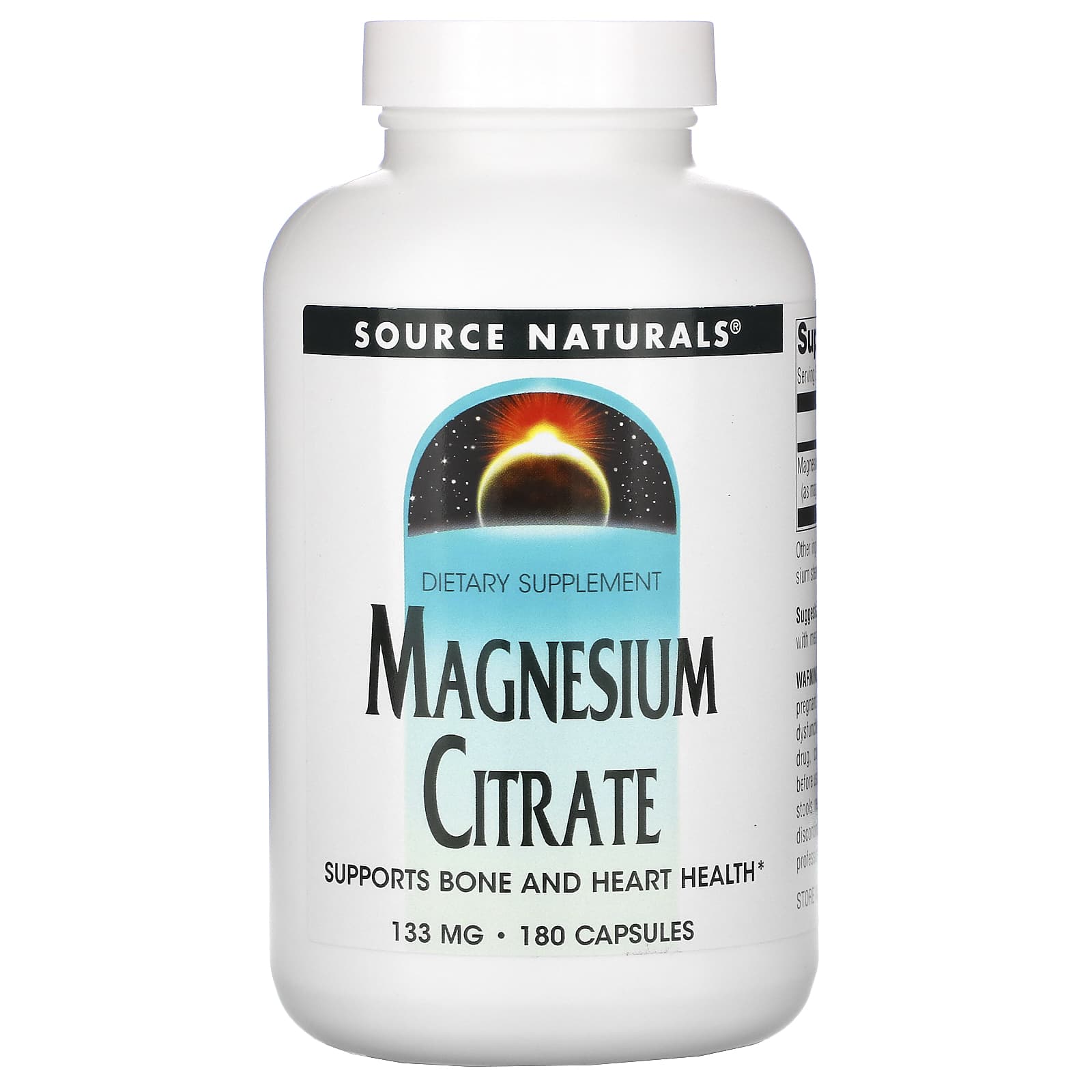 Source Naturals, Magnesium Citrate 133 mg, 180 Capsules UPC 021078021001 | Hilife Vitamins
