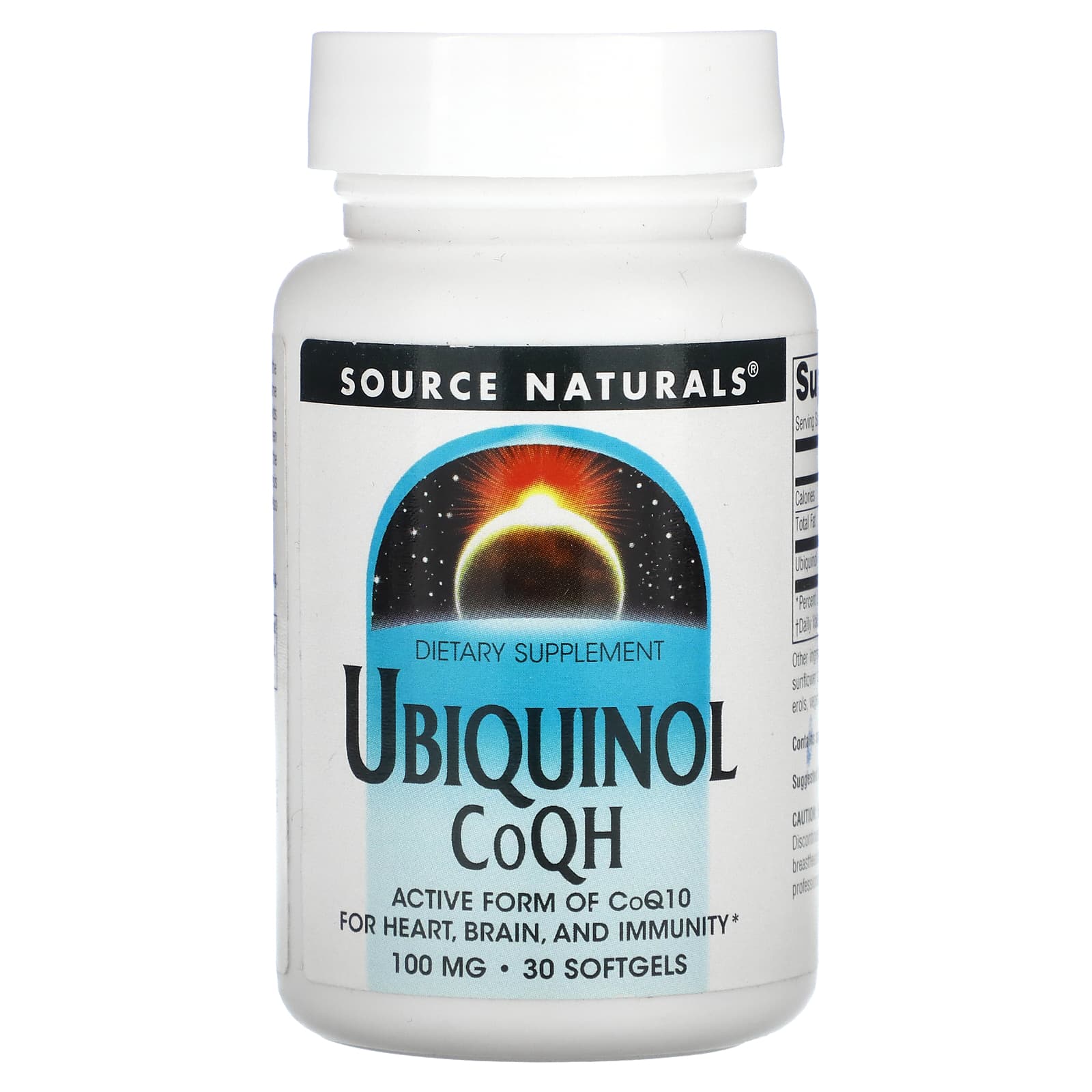 Source Naturals, Ubiquinol CoQH 100 mg, 30 Softgels UPC 021078021155 | HiLife Vitamins