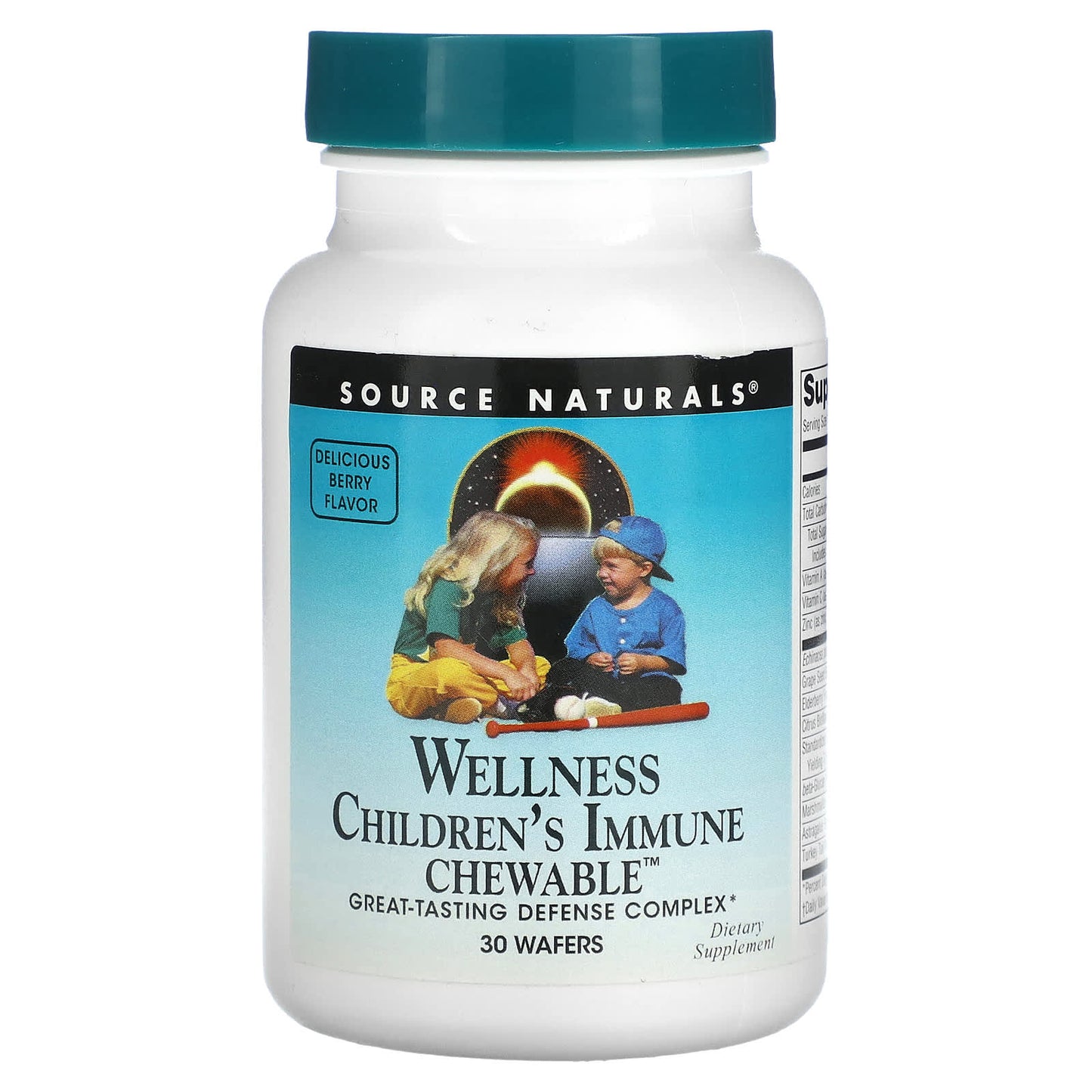 Source Naturals, Wellness Children's Immune Chewable™ Berry, 30 wafers UPC 021078021384 | Hilife Vitamins
