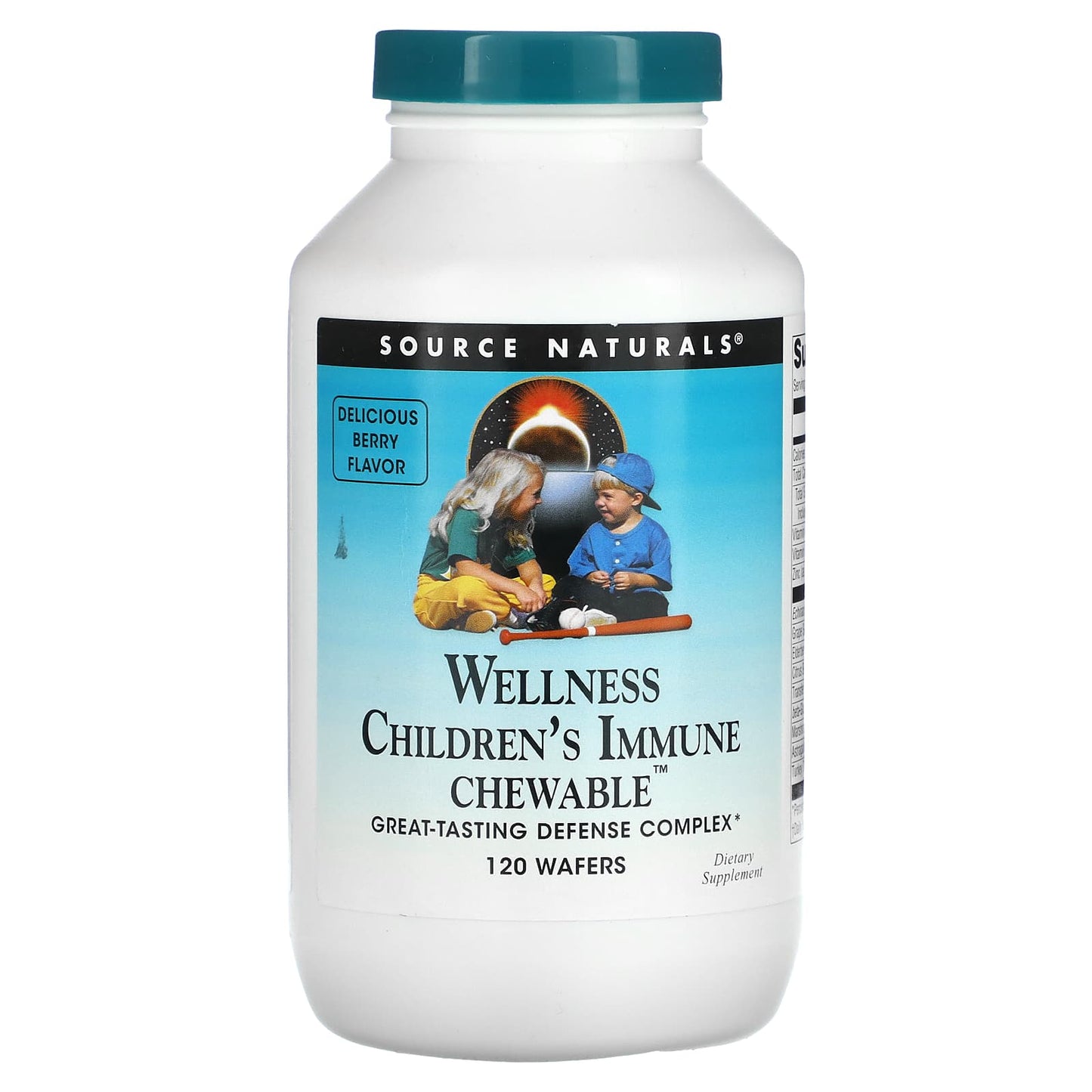 Source Naturals, Wellness Children's Immune Chewable™ Berry, 120 wafers UPC 021078021407 | HiLife Vitamins