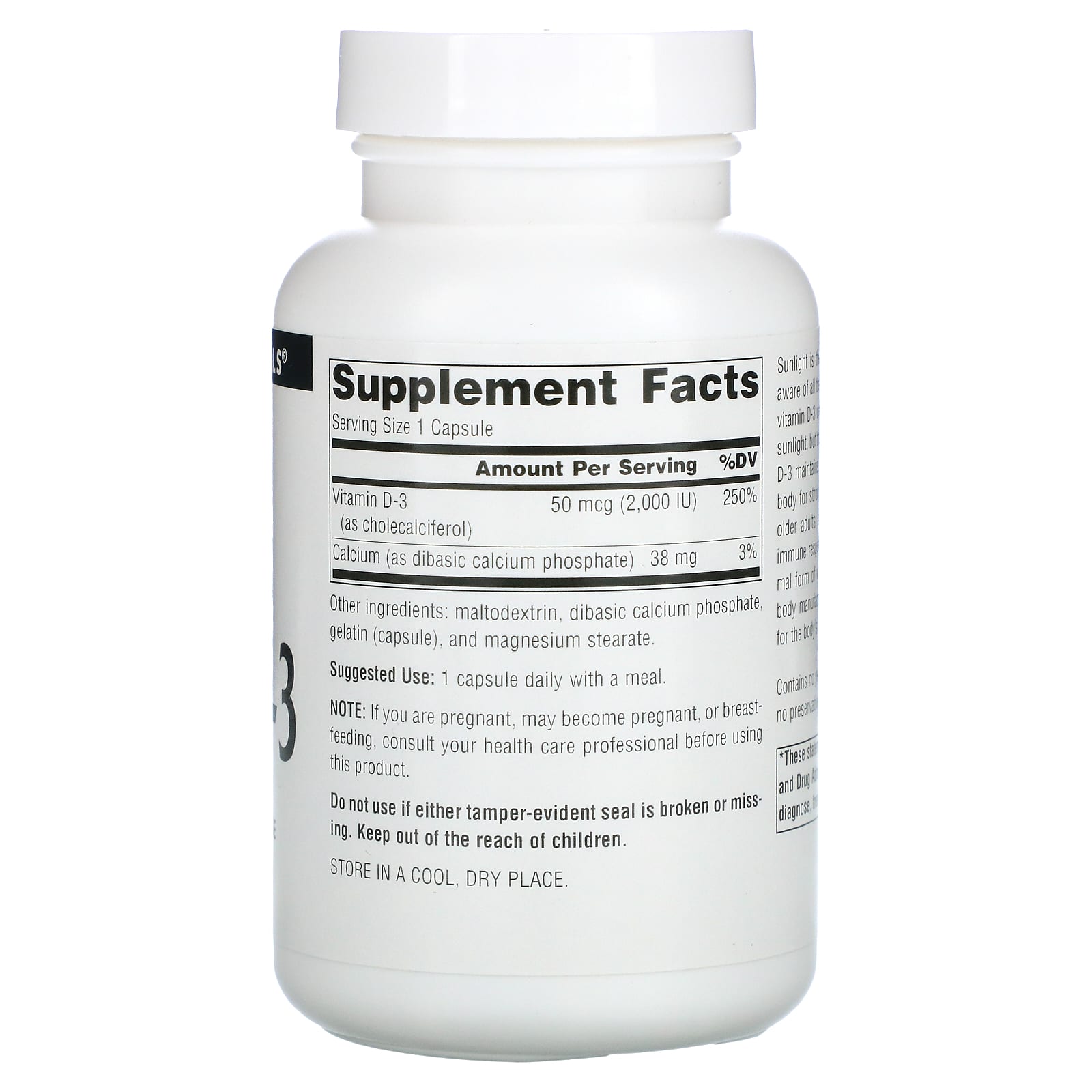 Source Naturals, Vitamin D-3 2000 IU, 200 Capsules UPC 021078021452 | HiLife Vitamins