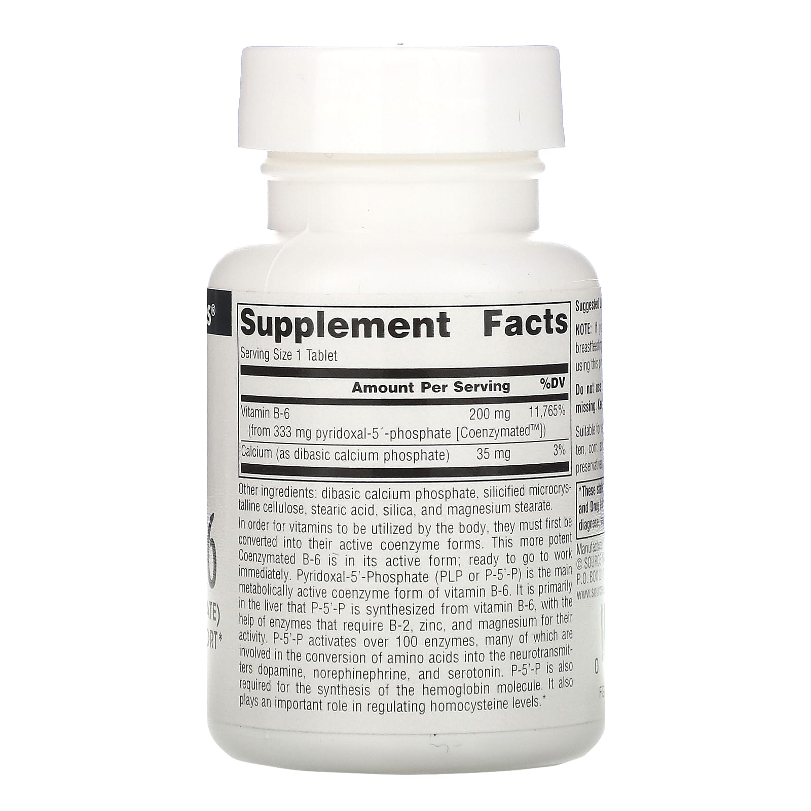 Source Naturals, Coenzymated™ Vitamin B-6 333 mg, 30 Tablets UPC 021078021957 | HiLife Vitamins