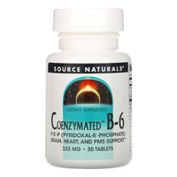 Source Naturals, Coenzymated™ Vitamin B-6 333 mg, 30 Tablets UPC 021078021957 | HiLife Vitamins