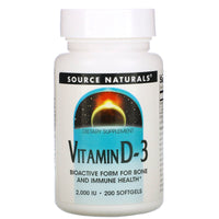 Source Naturals, Vitamin D-3 2000 IU, 200 Softgels UPC 021078022374 | Hilife Vitamins