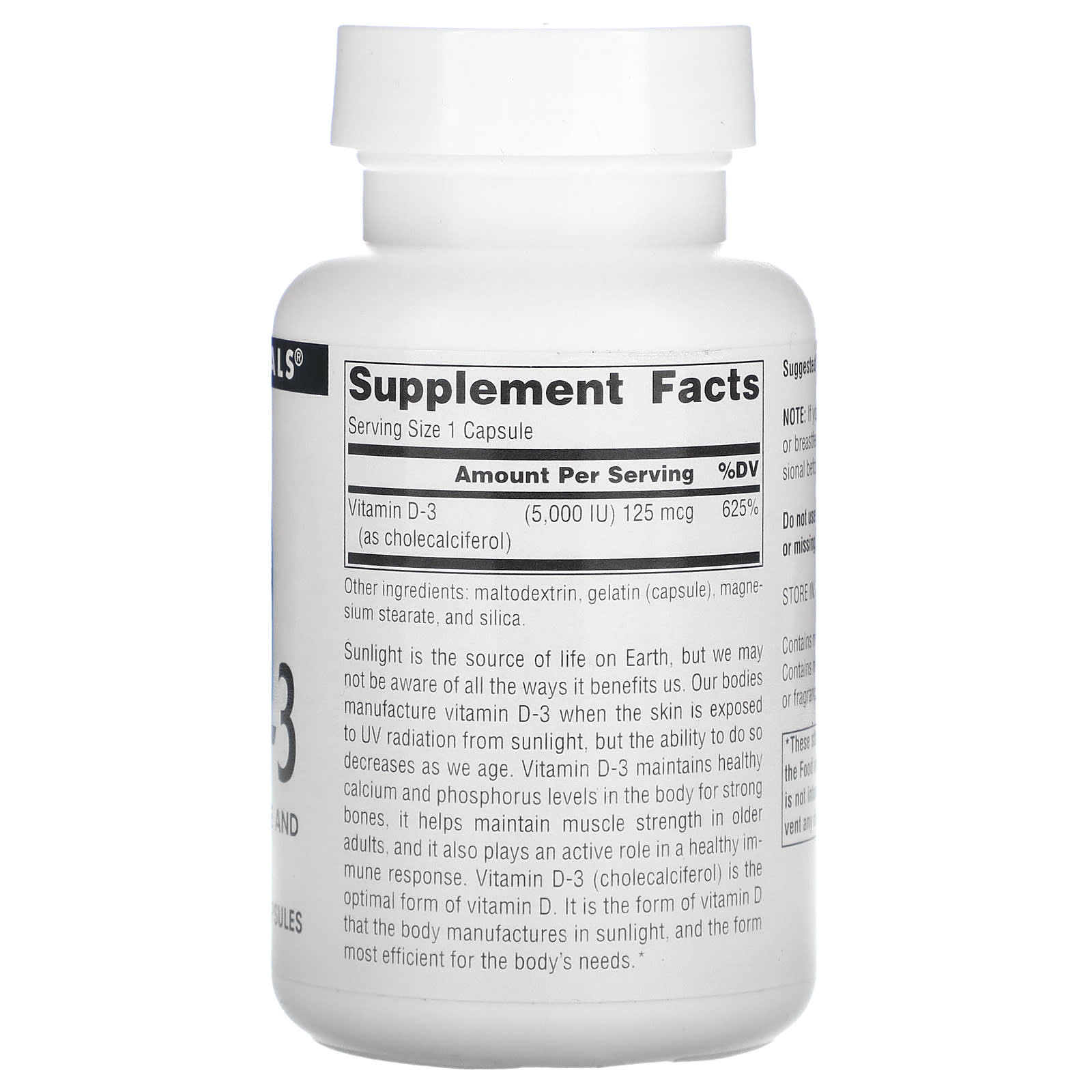 Source Naturals, Vitamin D-3 5000 IU, 120 Capsules UPC 021078023371 | HiLife Vitamins