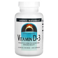 Source Naturals, Vitamin D-3 5000 IU, 240 Capsules UPC 021078023388 | HiLife Vitamins