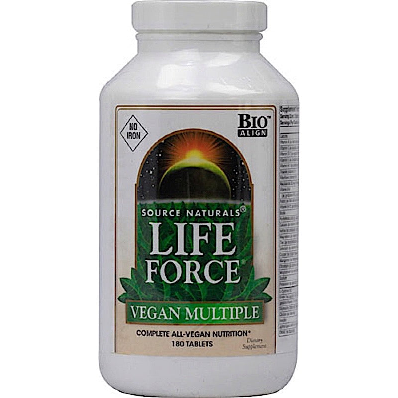 Source Naturals, Life Force Vegan Multiple No Iron, 180 Tablets UPC 021078024026 | Hilife Vitamins