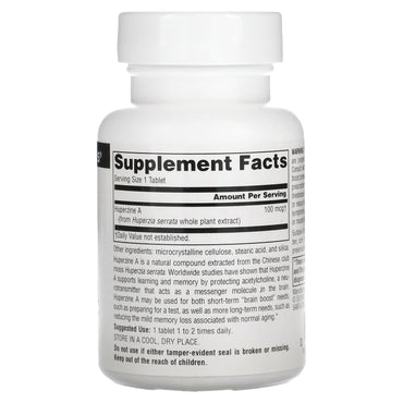 Source Naturals, Huperzine A 100 Mcg, 120 Tablets UPC 021078024101 | Hilife Vitamins