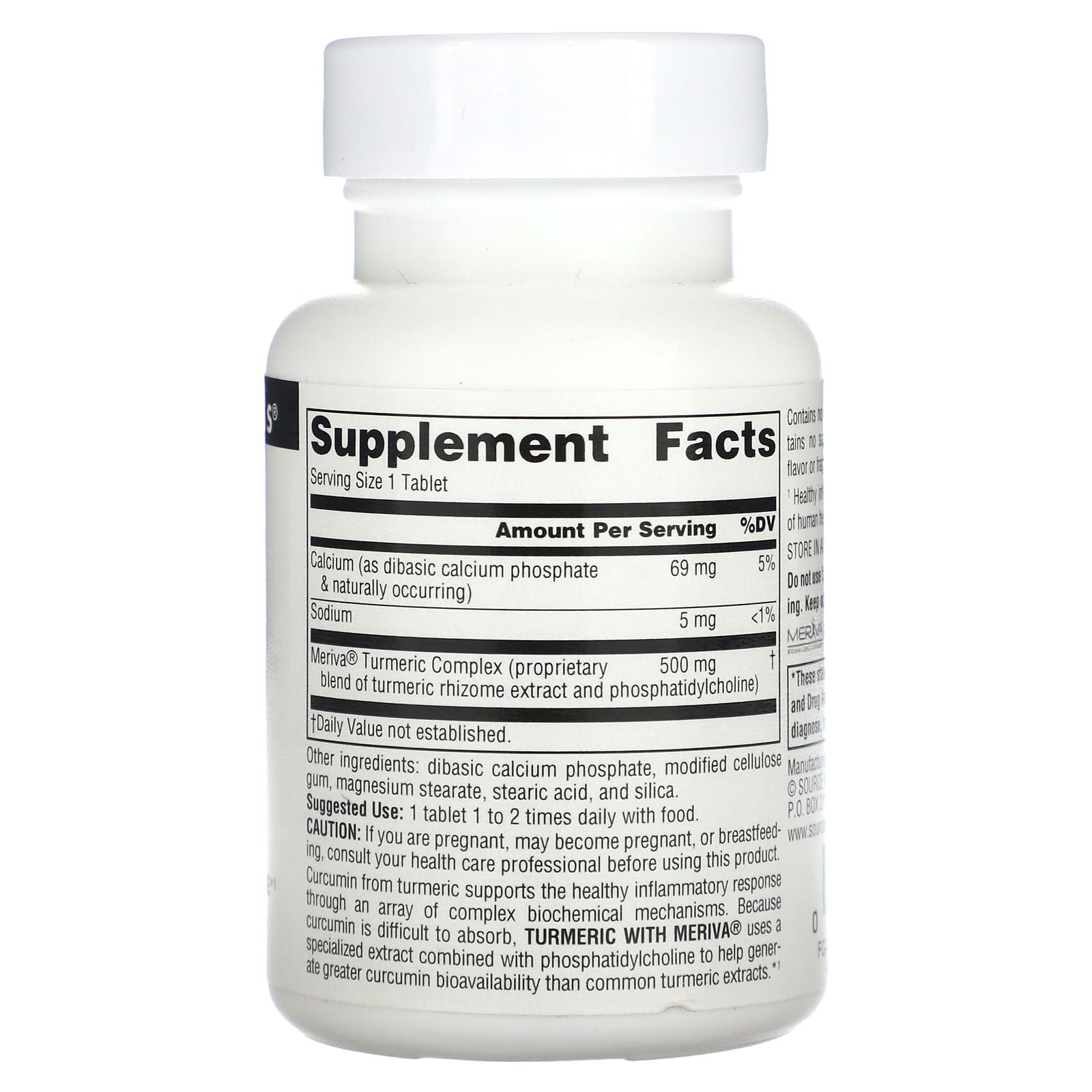 Source Naturals, Turmeric with Meriva® 500 mg, 30 Tablets UPC 021078024194 | HiLife Vitamins