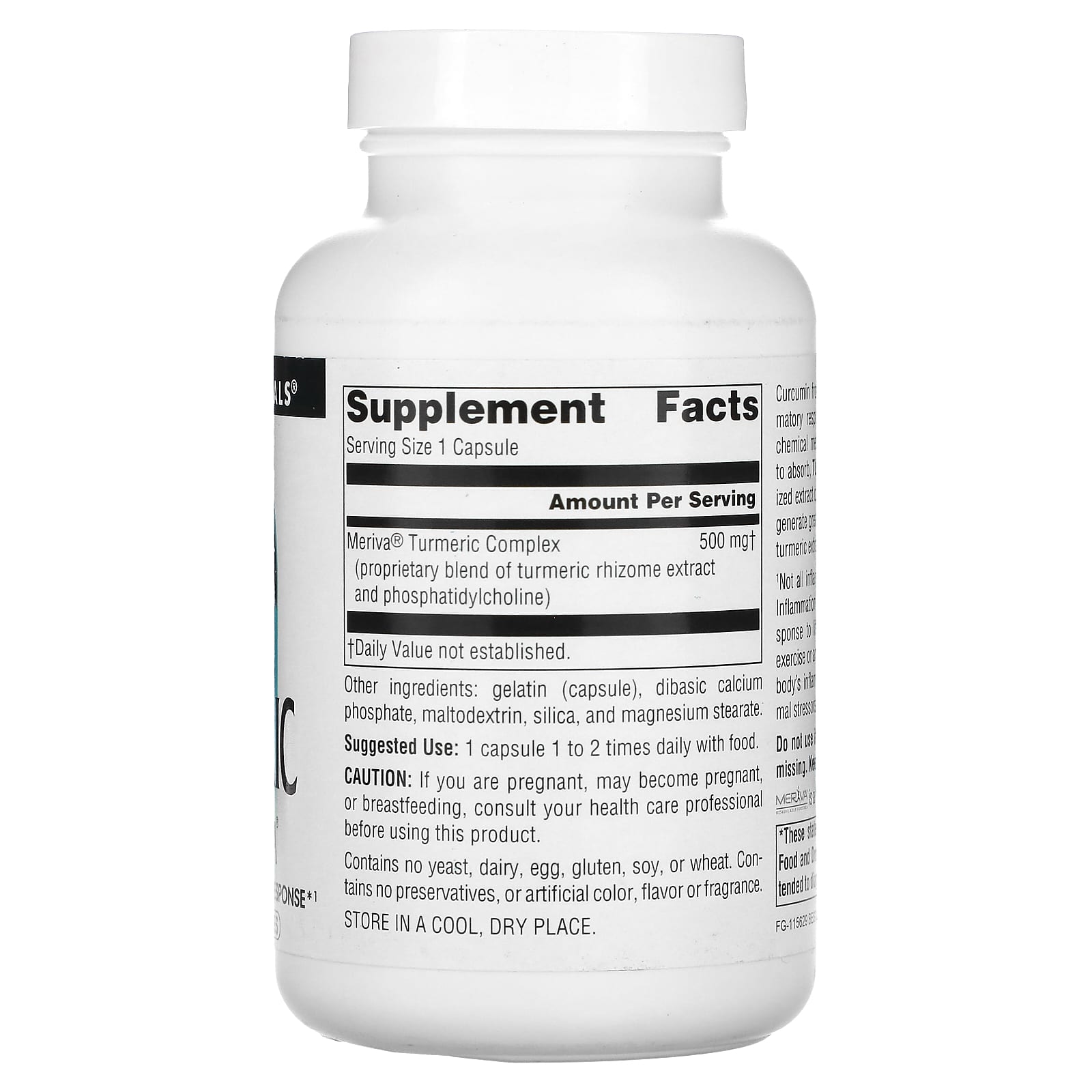 Source Naturals, Turmeric with Meriva® 500 mg, 120 Capsules UPC 021078024248 | Hilife Vitamins