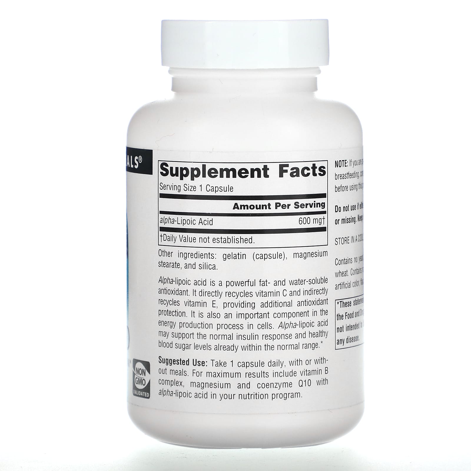 Source Naturals, Alpha Lipoic Acid 600 mg, 60 Capsules UPC 021078024385 | HiLife Vitamins