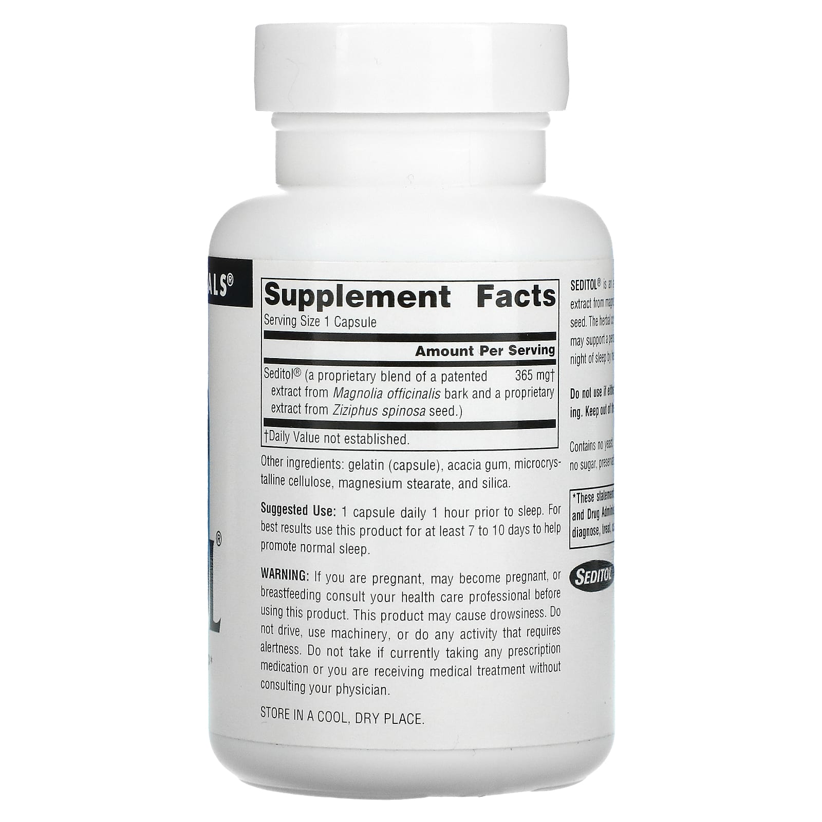 Source Naturals, Seditol 365 mg, 60 Capsules UPC 021078024514 | Hilife Vitamins