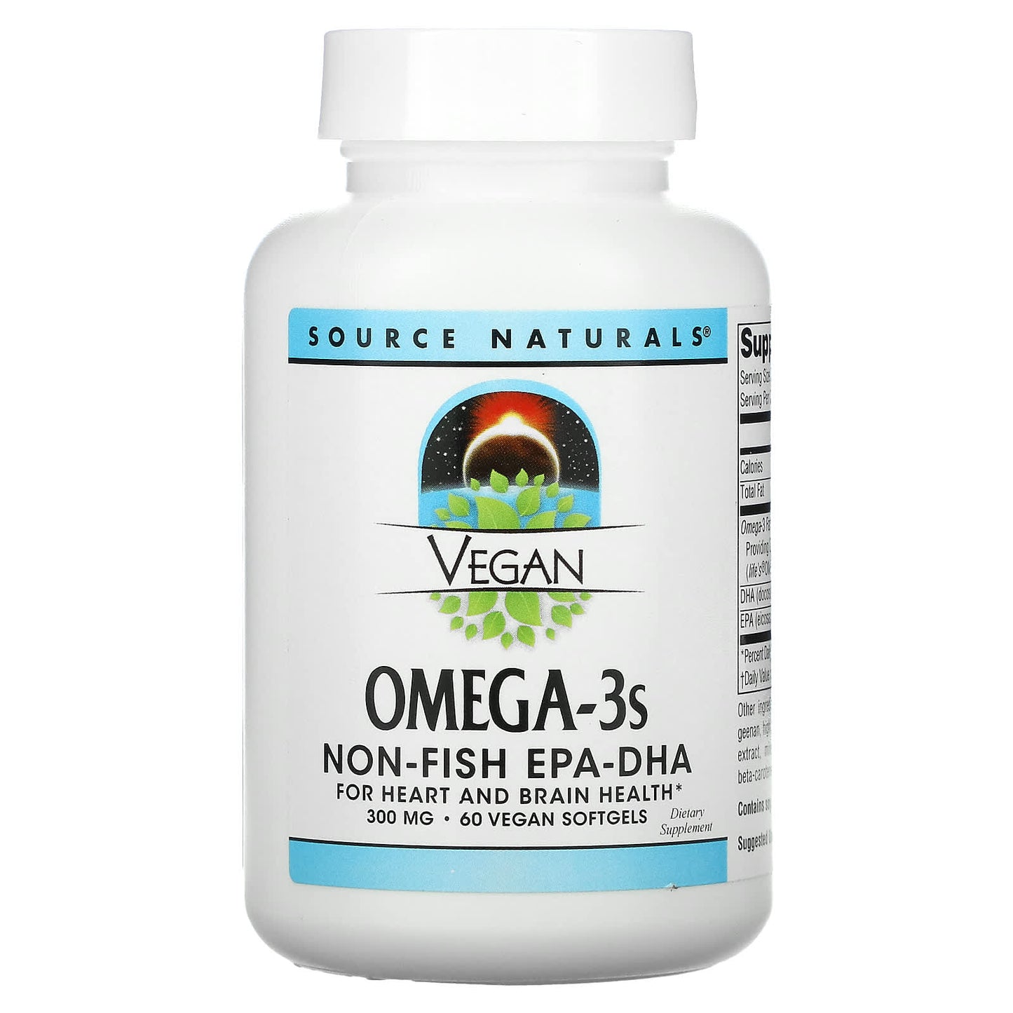 Source Naturals, Vegan Omega-3s EPA-DHA 300 mg, 60 Softgels Vegi Vegan Softgels UPC 021078024590 | Hilife Vitamins
