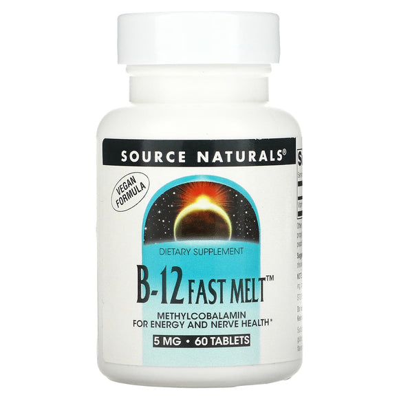 Source Naturals, B-12 5 mg, 60 Fast Melt Tablets - 021078024620 | Hilife Vitamins