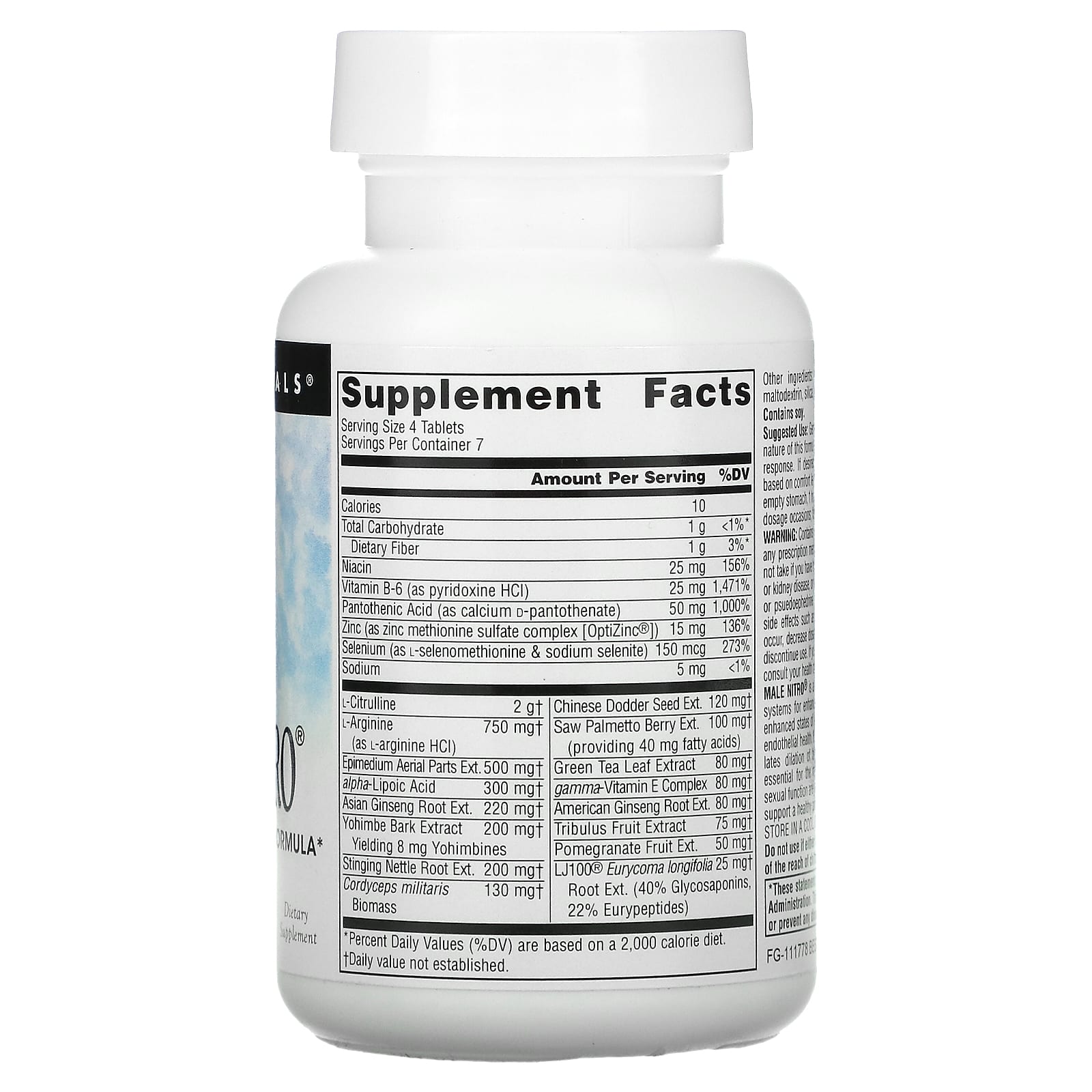 Source Naturals, Male Nitro®, 30 Tablets UPC 021078024750 | Hilife Vitamins