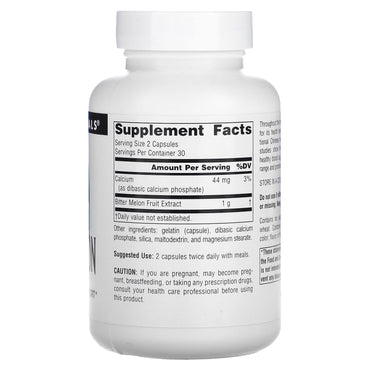 Source Naturals, Bitter Melon 500 mg, 60 Capsules UPC 021078024811 | Hilife Vitamins