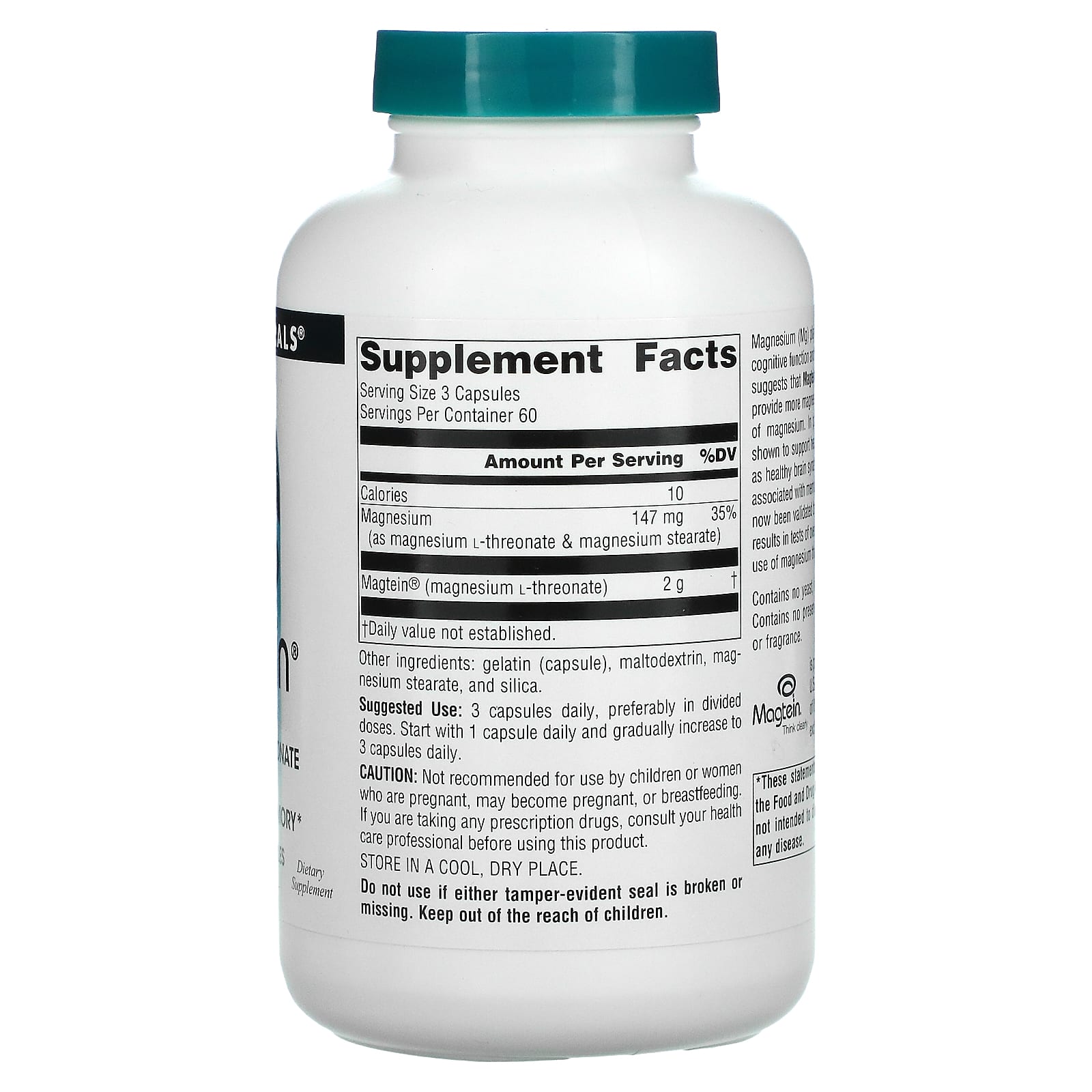 Source Naturals, Magtein, 180 Capsules UPC 021078024866 | Hilife Vitamins