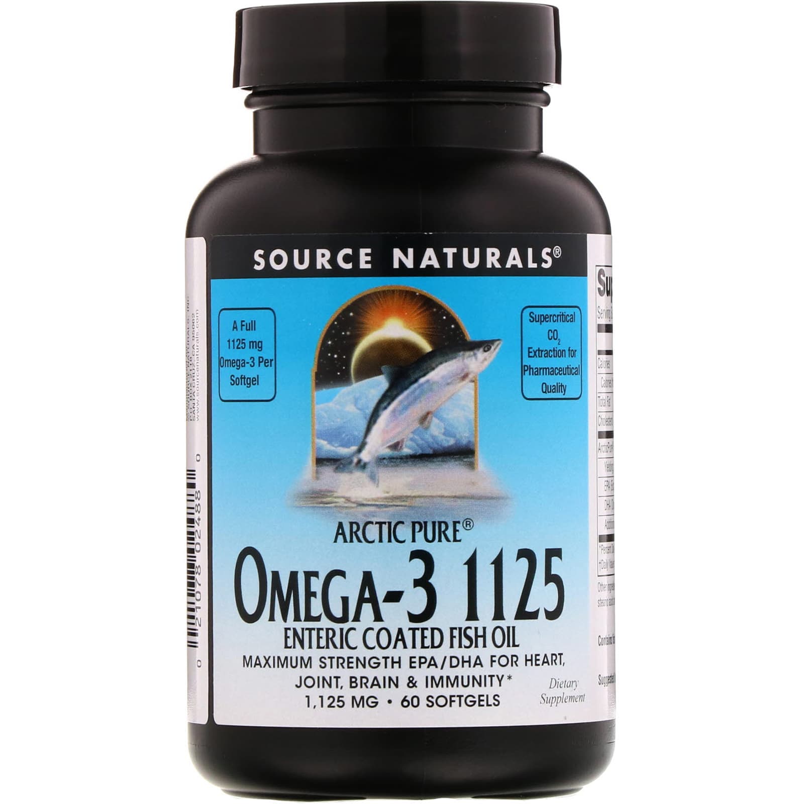 Source Naturals, Arctic Pure® Omega-3 1125 Enteric Coated Fish Oil 1125 mg, 60 Softgels UPC 021078024880 | Hilife Vitamins