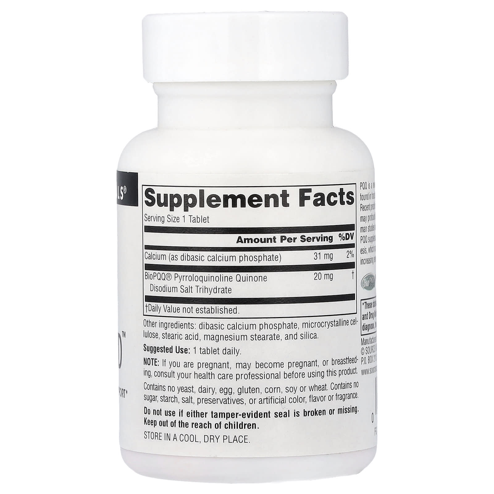 Source Naturals, PQQ Mind™, 60 Tablets UPC 021078025191 | Hilife Vitamins