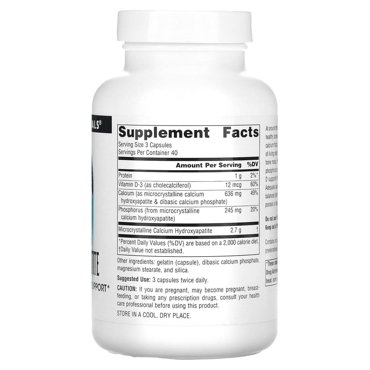 Source Naturals, Calcium Hydroxyapatite, 120 Capsules UPC 021078025214 | Hilife Vitamins