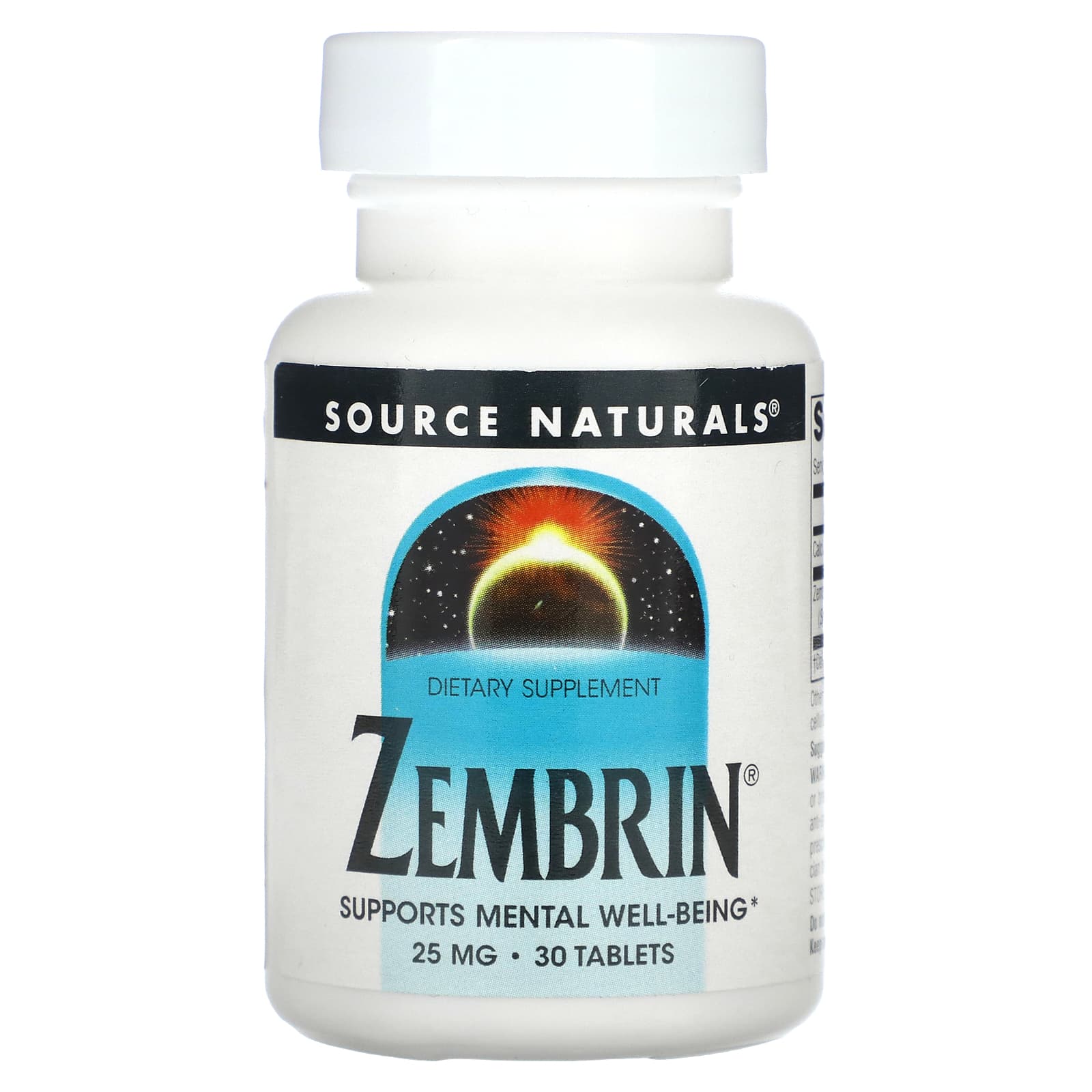 Source Naturals, Zembrin 25 mg, 30 Tablets UPC 021078025238 | HiLife Vitamins