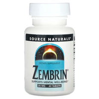 Source Naturals, Zembrin 25 mg, 60 Tablets UPC 021078025245 | Hilife Vitamins