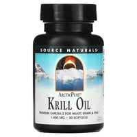 Source Naturals, Arctic Pure® Krill Oil 1000 mg, 30 Softgels UPC 021078025573 | Hilife Vitamins