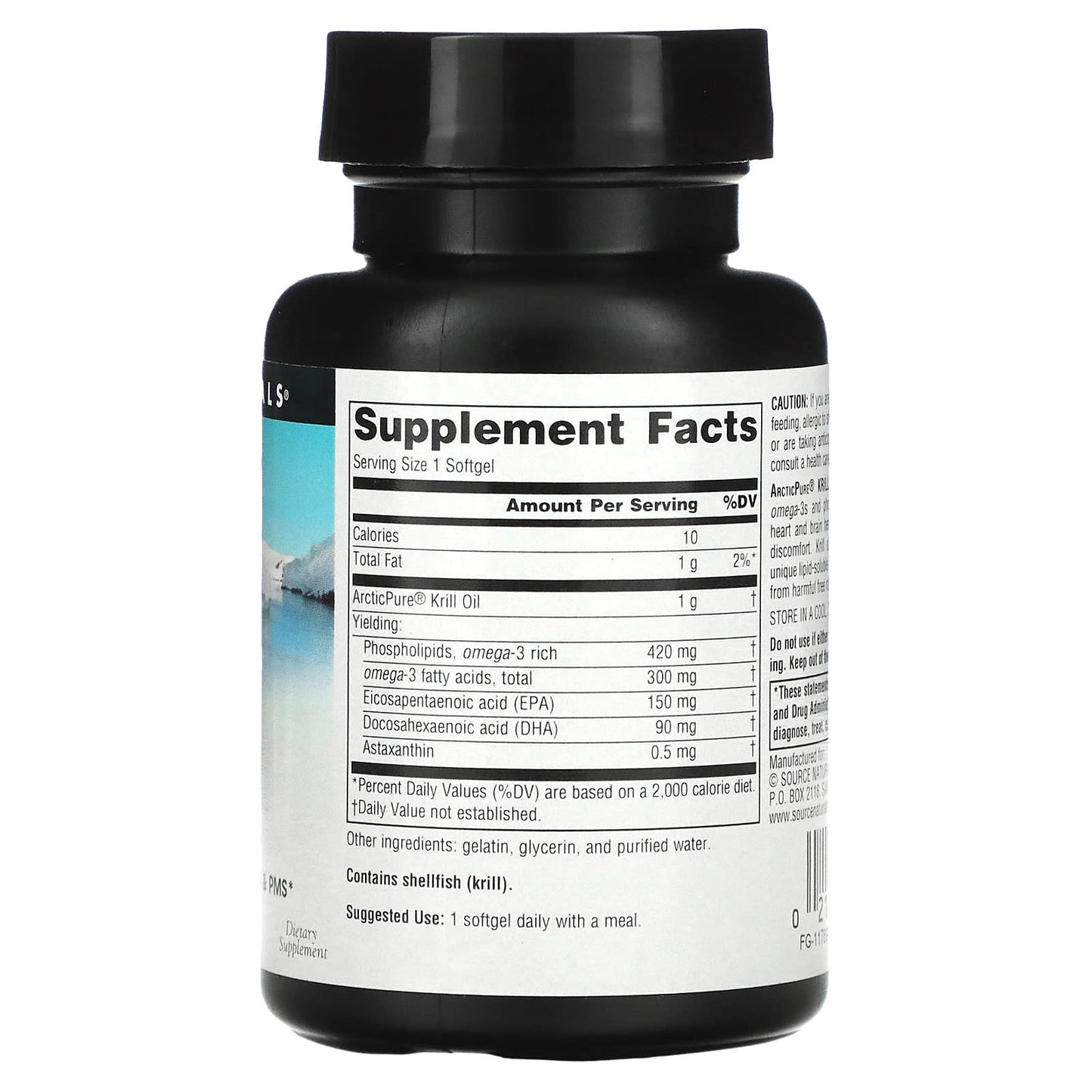 Source Naturals, Arctic Pure® Krill Oil 1000 mg, 30 Softgels UPC 021078025573 | Hilife Vitamins