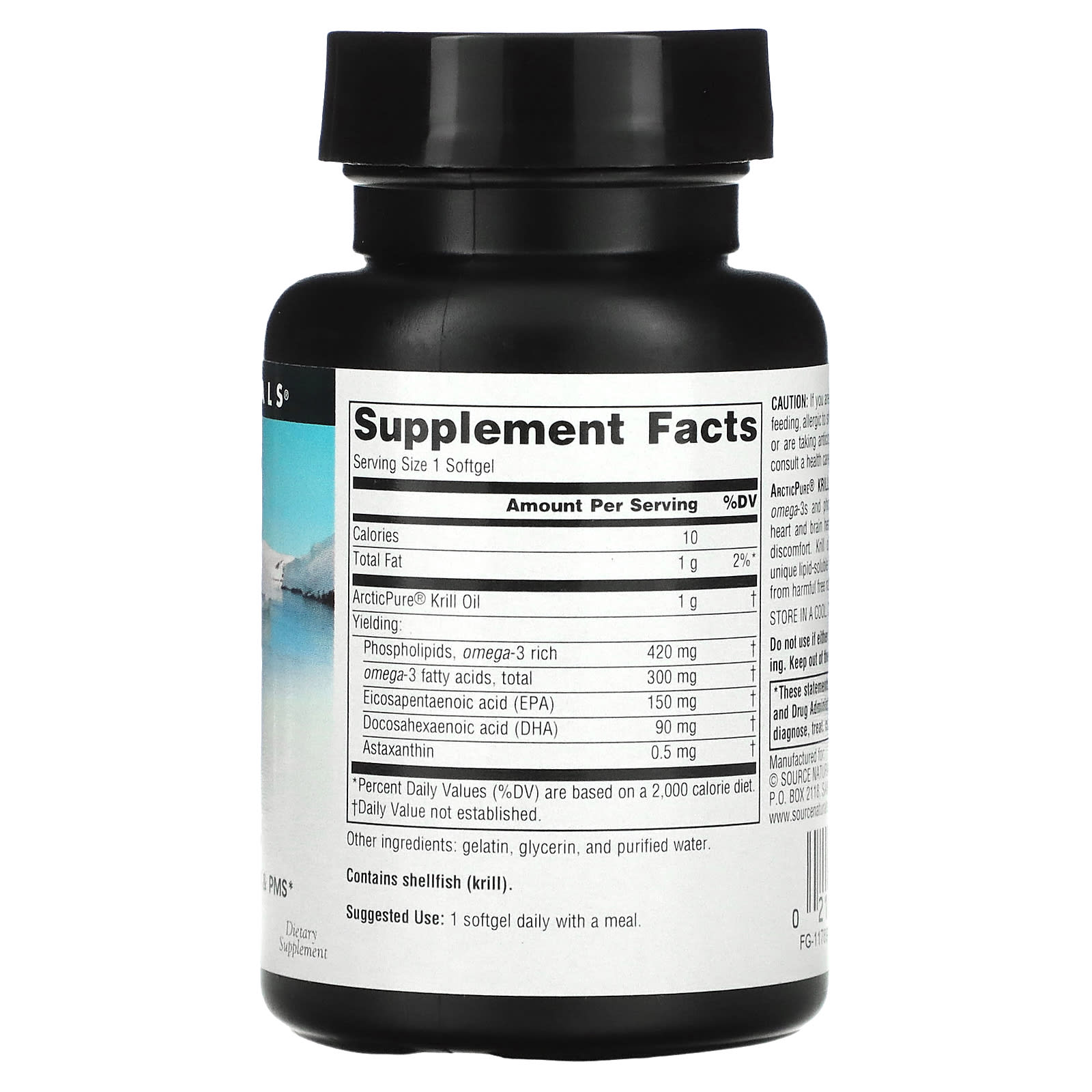 Source Naturals, Arctic Pure® Krill Oil 1000 mg, 30 Softgels UPC 021078025573 | Hilife Vitamins