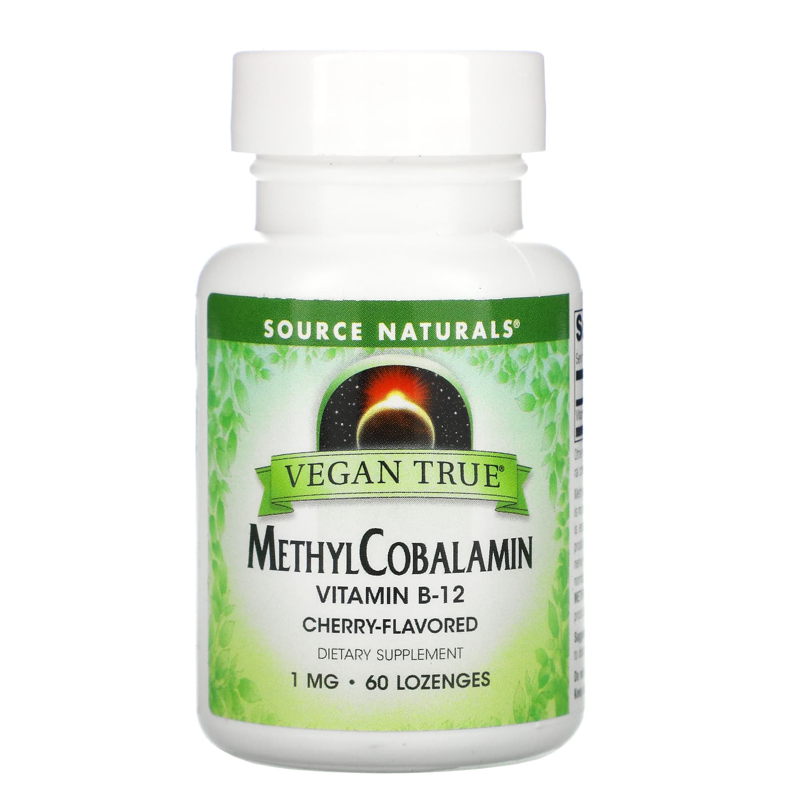 Source Naturals, Vegan True® Methylcobalamin 1 mg Cherry, 60 Tablets UPC 021078025764 | Hilife Vitamins
