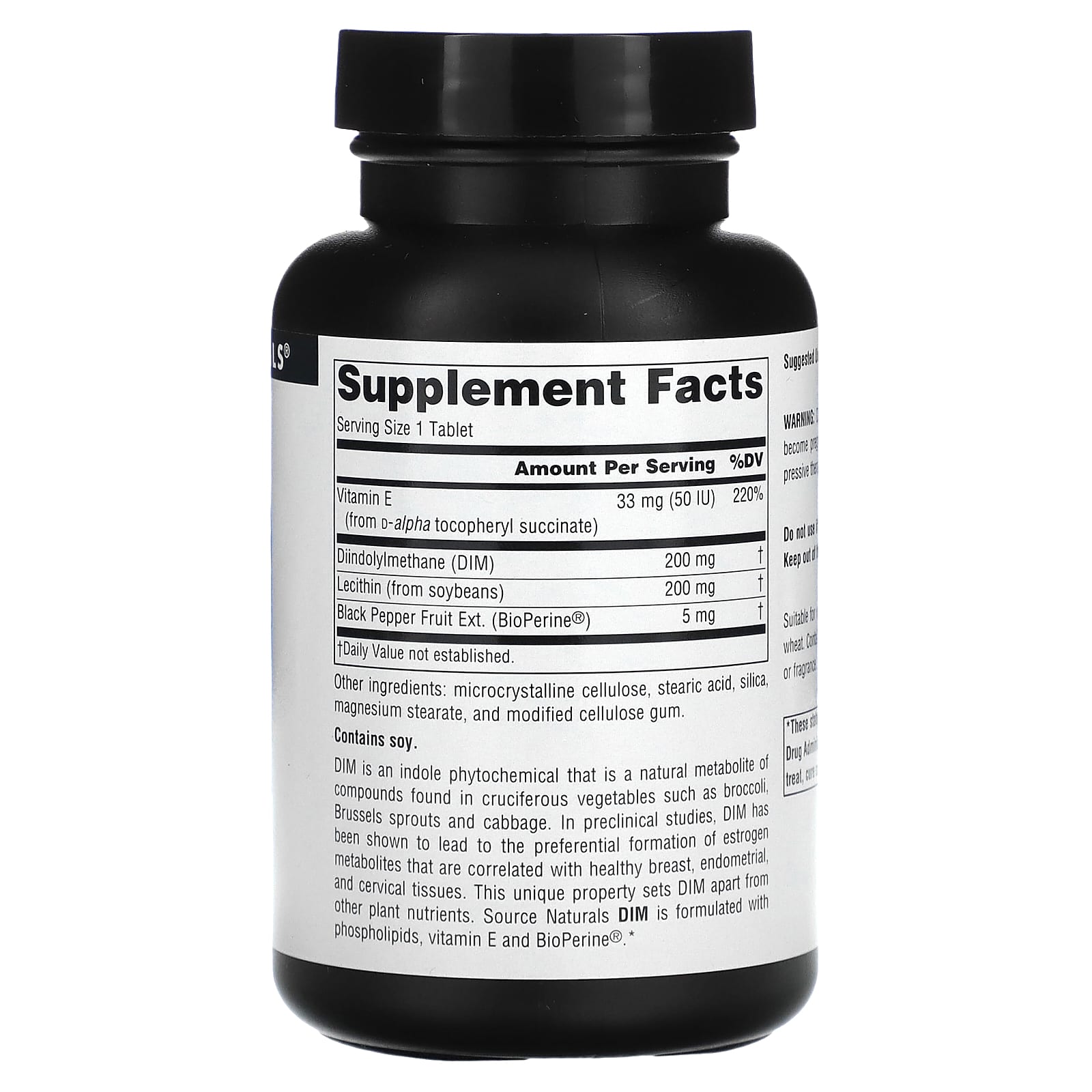 Source Naturals, DIM 200 mg, 60 Tablets UPC 021078025894 | HiLife Vitamins