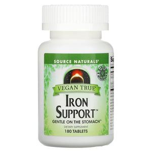 Source Naturals, Vegan True® Iron Support™, 180 Tablets - 021078025924 | Hilife Vitamins