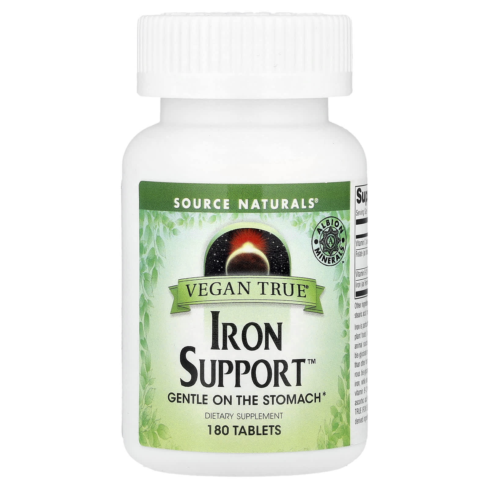 Source Naturals, Vegan True® Iron Support™, 180 Tablets UPC 021078025924 | Hilife Vitamins