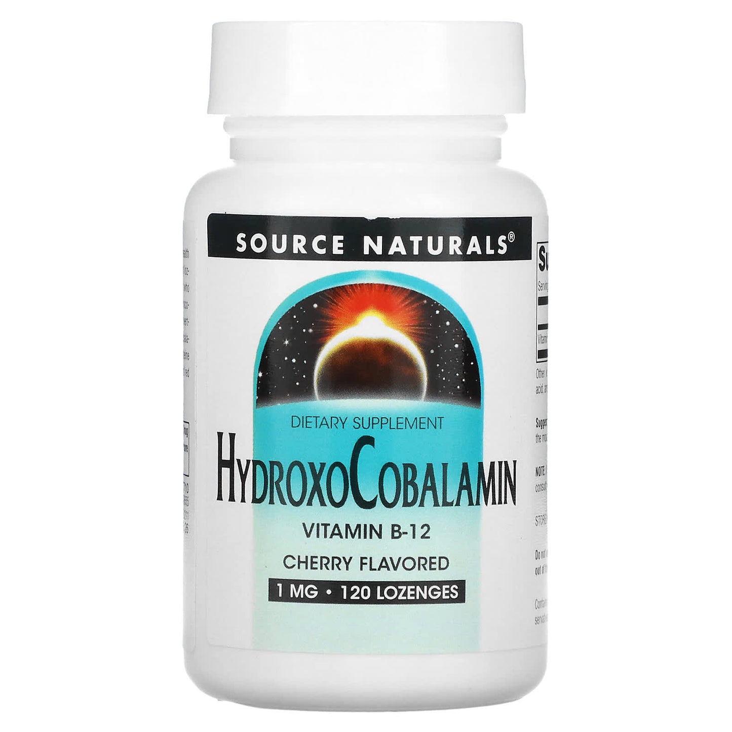 Source Naturals, Hydroxocobalamin 1 mg Cherry, 120 Lozenges UPC 021078026556 | Hilife Vitamins