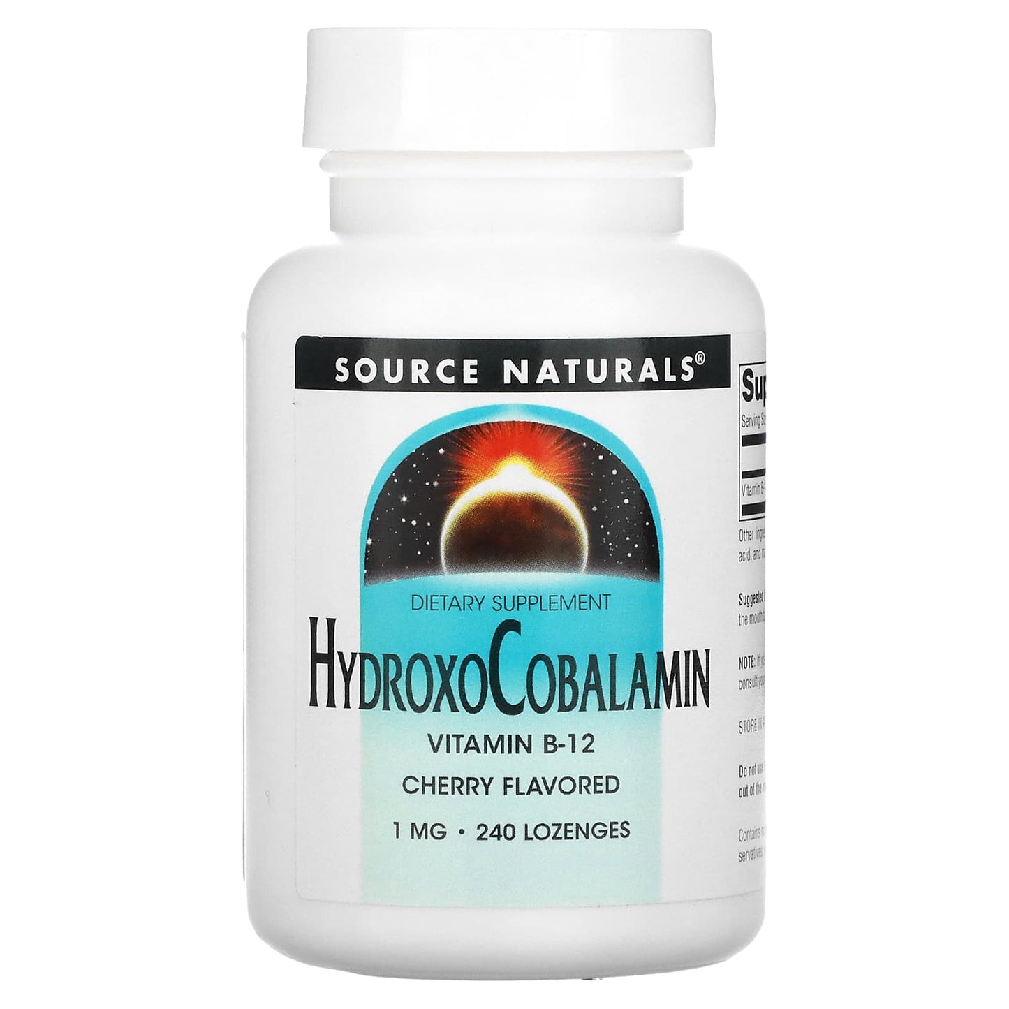 Source Naturals, Hydroxocobalamin 1 mg Cherry, 240 Lozenges UPC 021078026563 | Hilife Vitamins