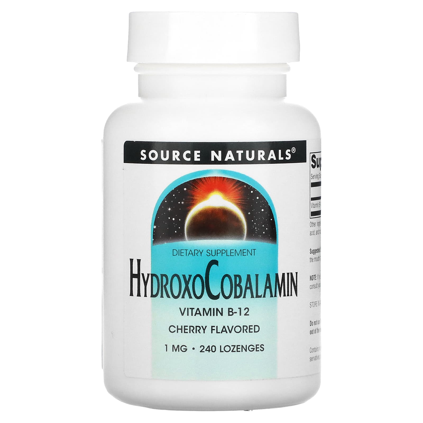 Source Naturals, Hydroxocobalamin 1 mg Cherry, 240 Lozenges UPC 021078026563 | Hilife Vitamins