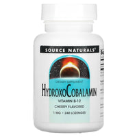 Source Naturals, Hydroxocobalamin 1 mg Cherry, 240 Lozenges UPC 021078026563 | Hilife Vitamins
